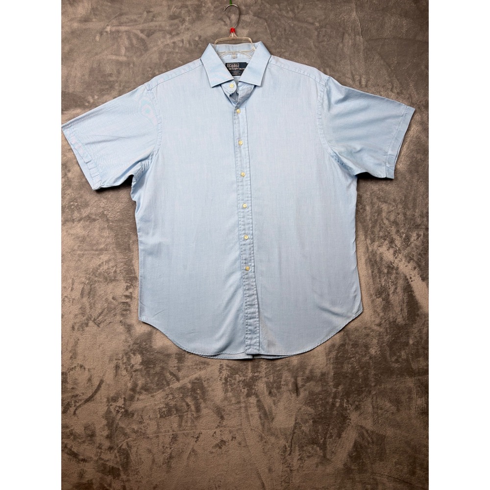 Polo Ralph Lauren Regent Classic Fit Short Sleeve Button Down Shirt Blue Mens 17